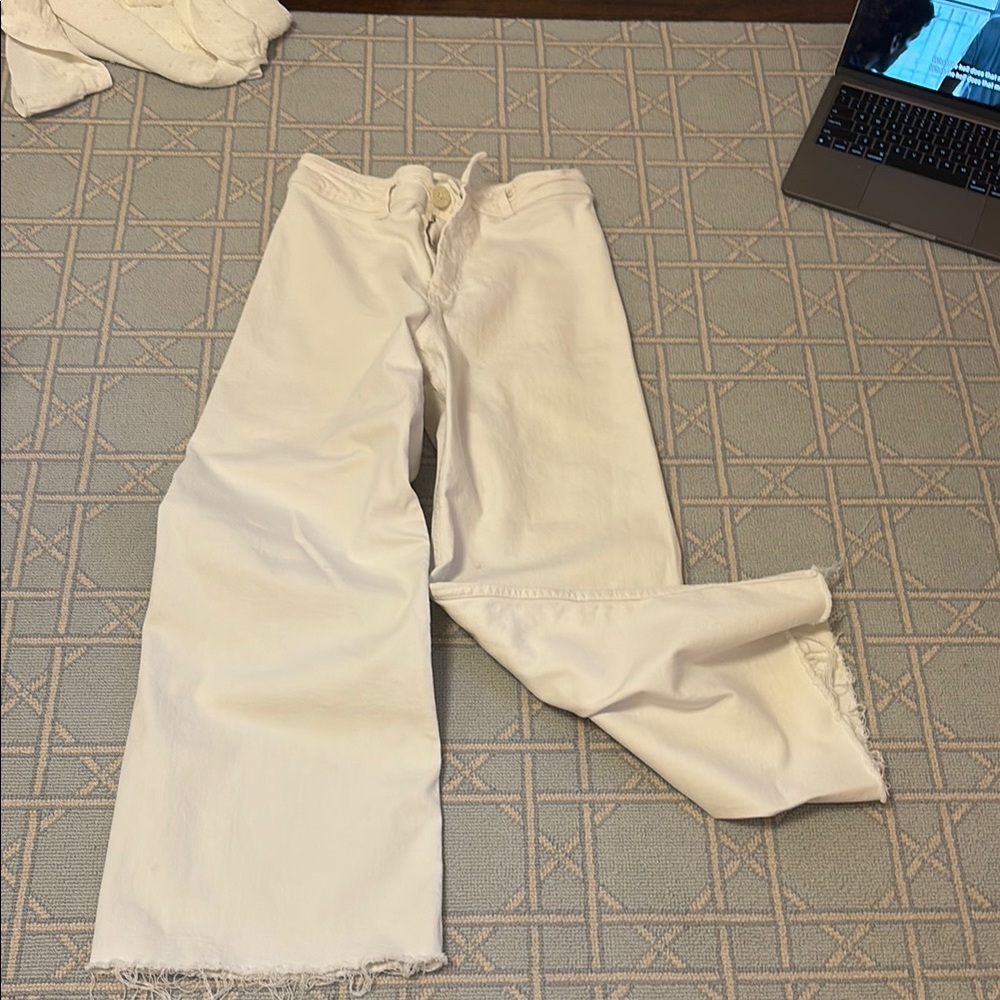 Zara Cream Flare Wide Leg Jeans